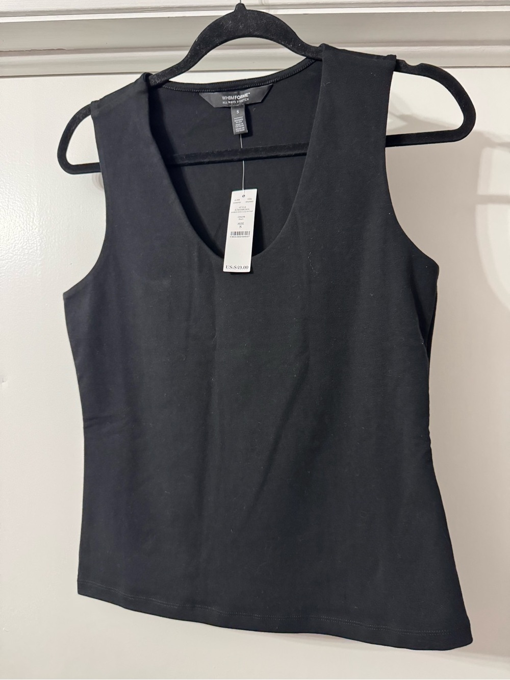 WHBM Black Sleeveless Scoop Neck Tank Top